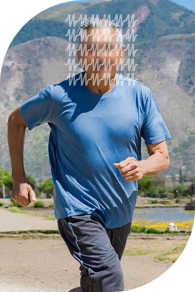 A elderly man jogging